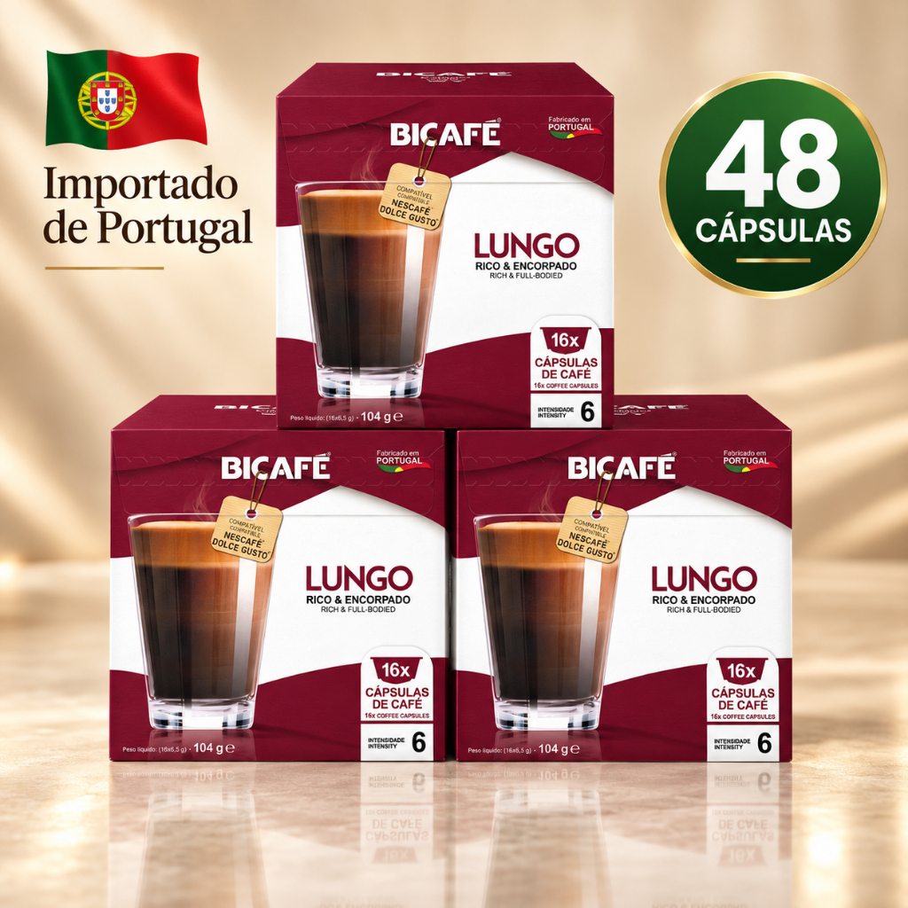 Kit 48 Cápsulas Importadas de Café Bicafé Lungo Compativel Máquinas Dolce Gusto
