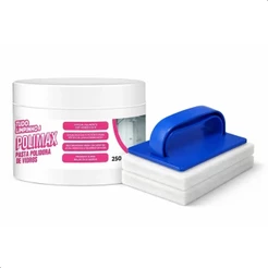 Kit Pasta Polidora Vidros E Inox 250g + Suporte + 2 Fibra