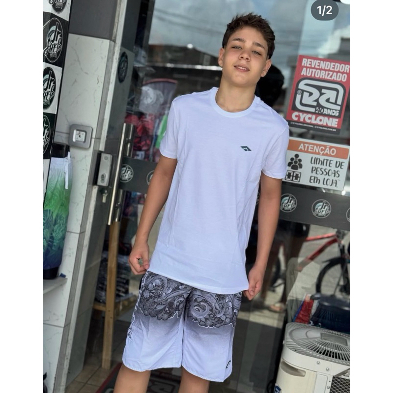 Conjunto Infantil Masculino Seaway Blusa + Bermuda 2 ao 16 anos Estampas Top