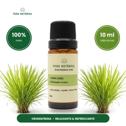Óleo Essencial de Capim-Limão Lemongrass 100% Puro 10ml Relaxante Calmante Difusor Aromaterapia Escalda-Pés Massagem