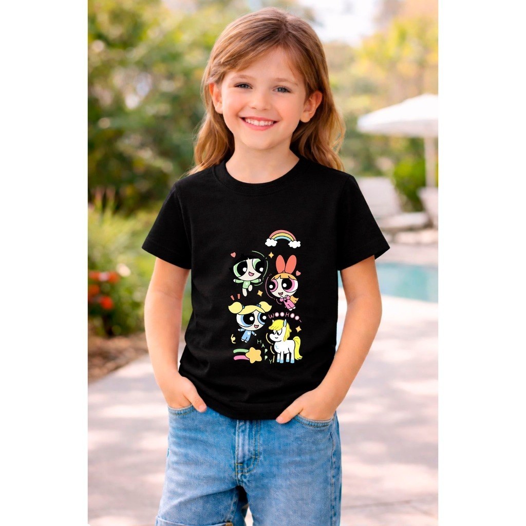 Camiseta Infantil Femenina PERSONAGENS Blusa Infantil Em 100% Algodão Camisa Confortável Ótima Qualidade