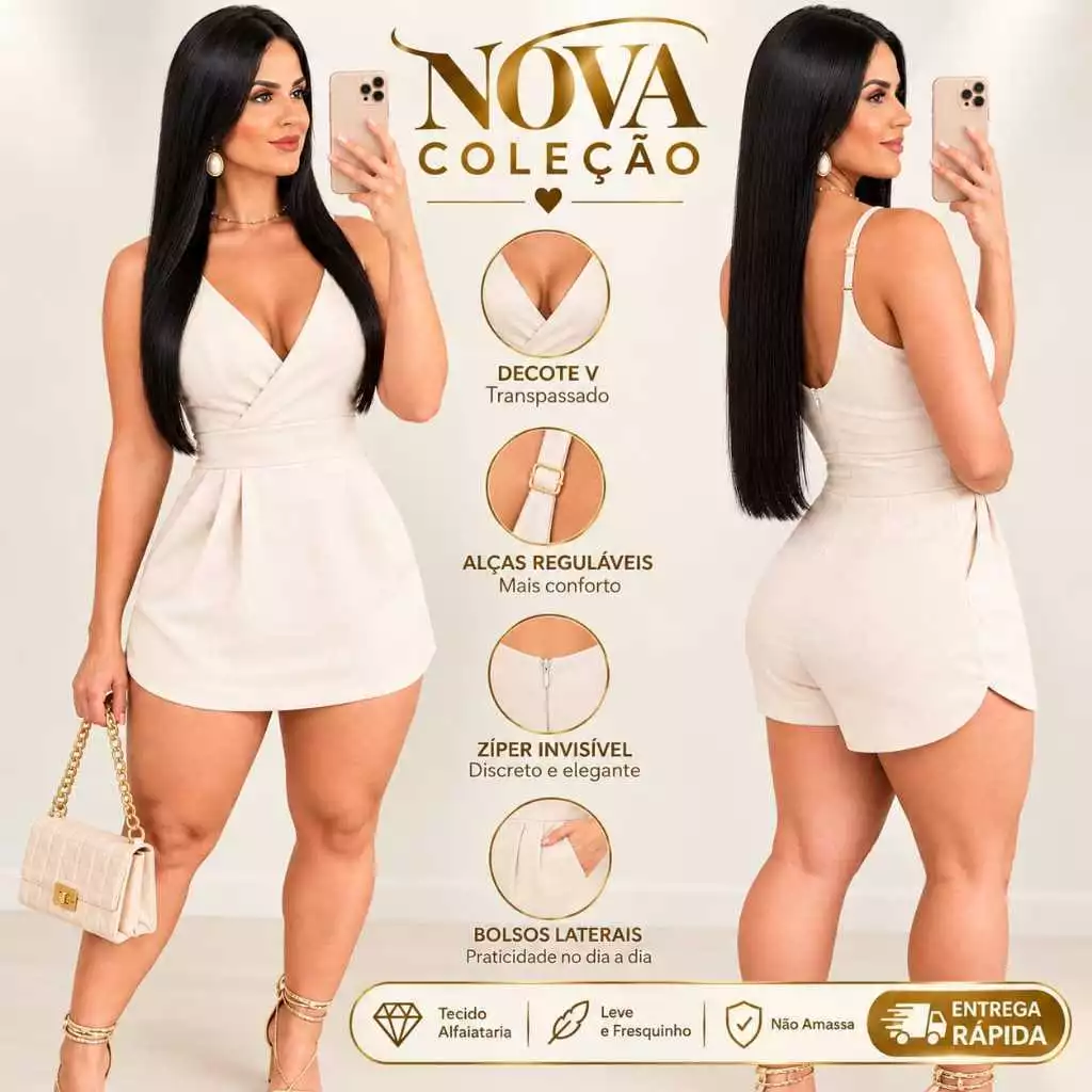MACAQUINHO SHORT SAIA FEMININO ALFAIATARIA NOVA COLEÇÃO  [M.G.GG.EG.G1]