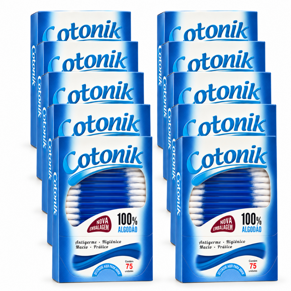 Kit Haste Flexível C/ Algodão Uso Adulto Infantil Cotonete Higiene Limpeza Retoque Maquiagem Curativo