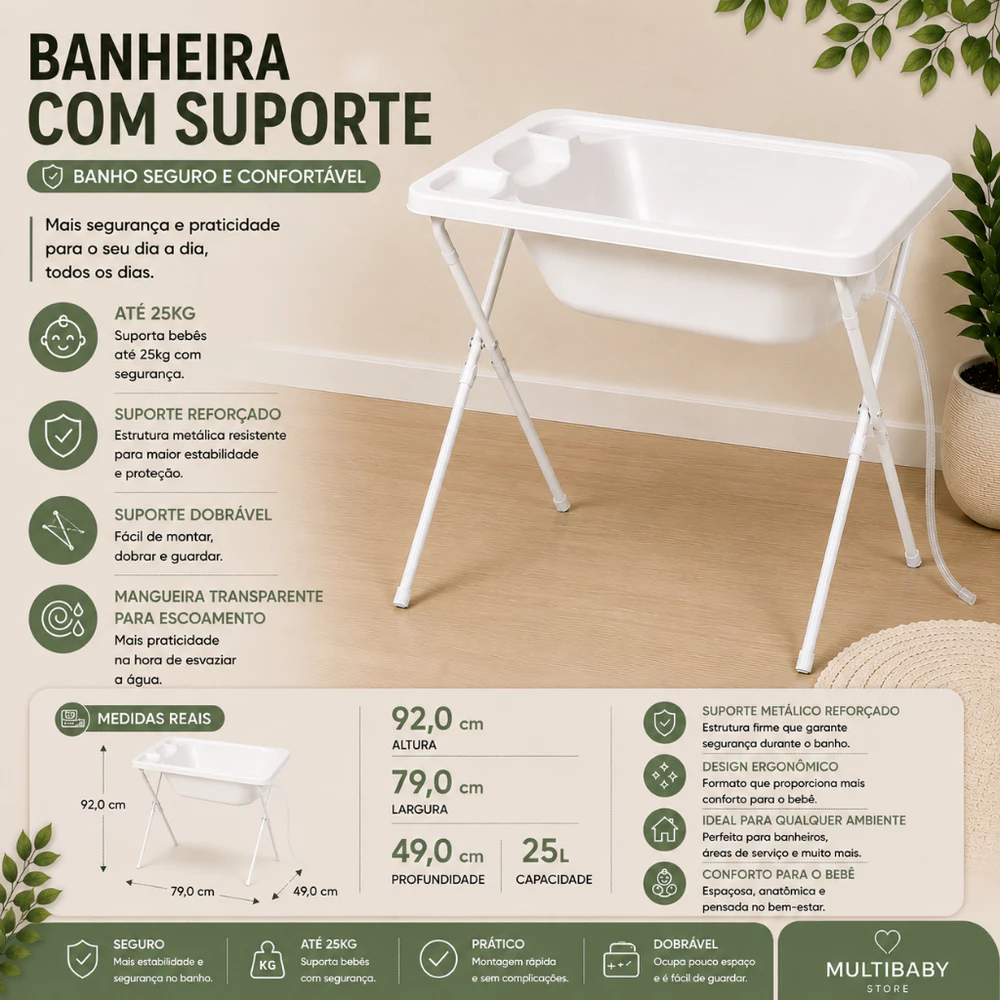Banheira de Bebê com Suporte para Criança Menino e Menina Branca, Azul e Rosa