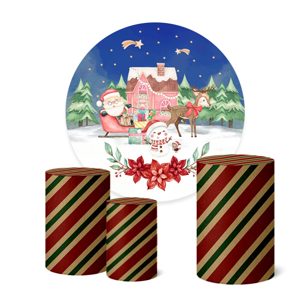 Trio Capas Cilindro + Painel Redondo 1,50m Natal