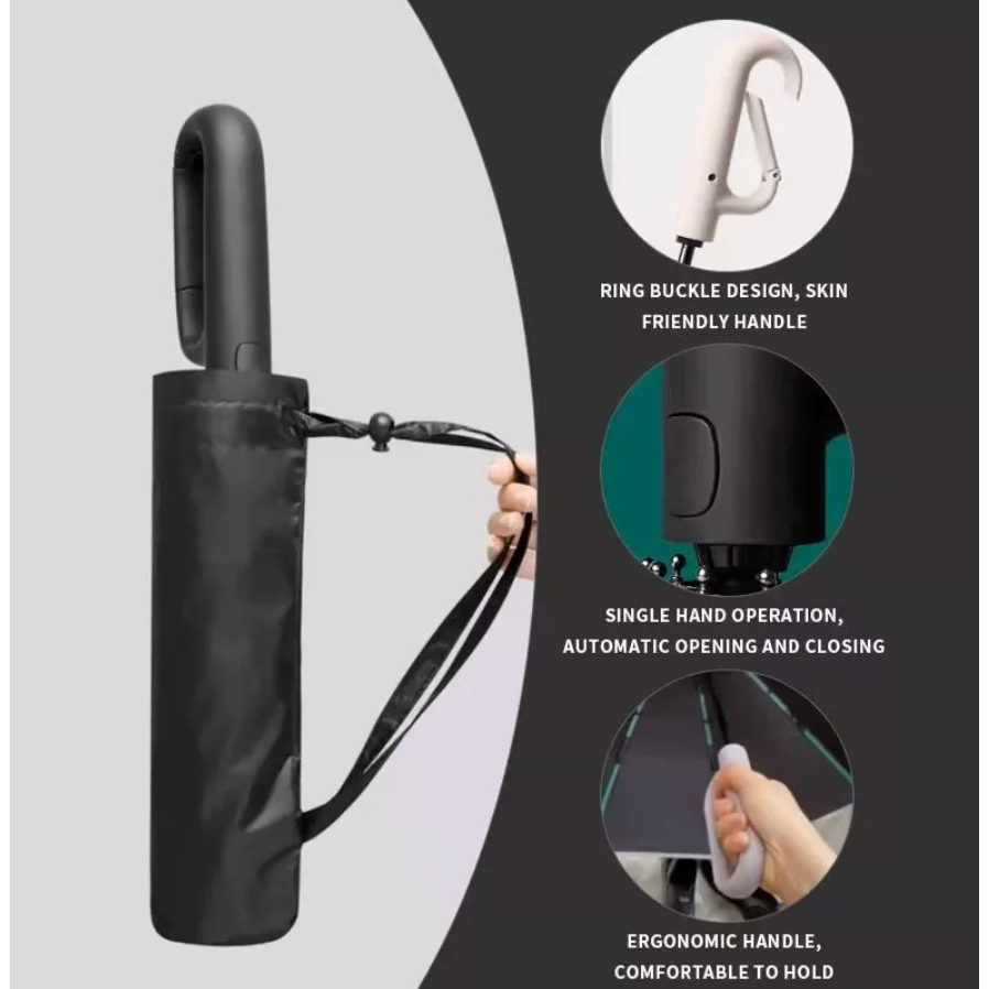 Guarda Chuva Automático Portátil À Prova Vento UV Resistente e Protetor Solar Grande Dobrável Colorido — imagem 2 de 2