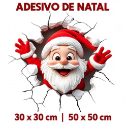 Adesivo Natalino Papai Noel Sorridente Decoração de Parede 30x30 ou 50x50 cm