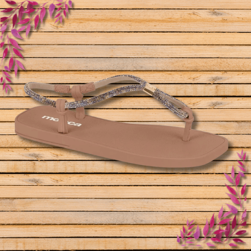 Rasteira Feminina Moleca Slide Strass Leve Casual Dedo Chinelo Confortável Flat Brilhoso Cristal Leve