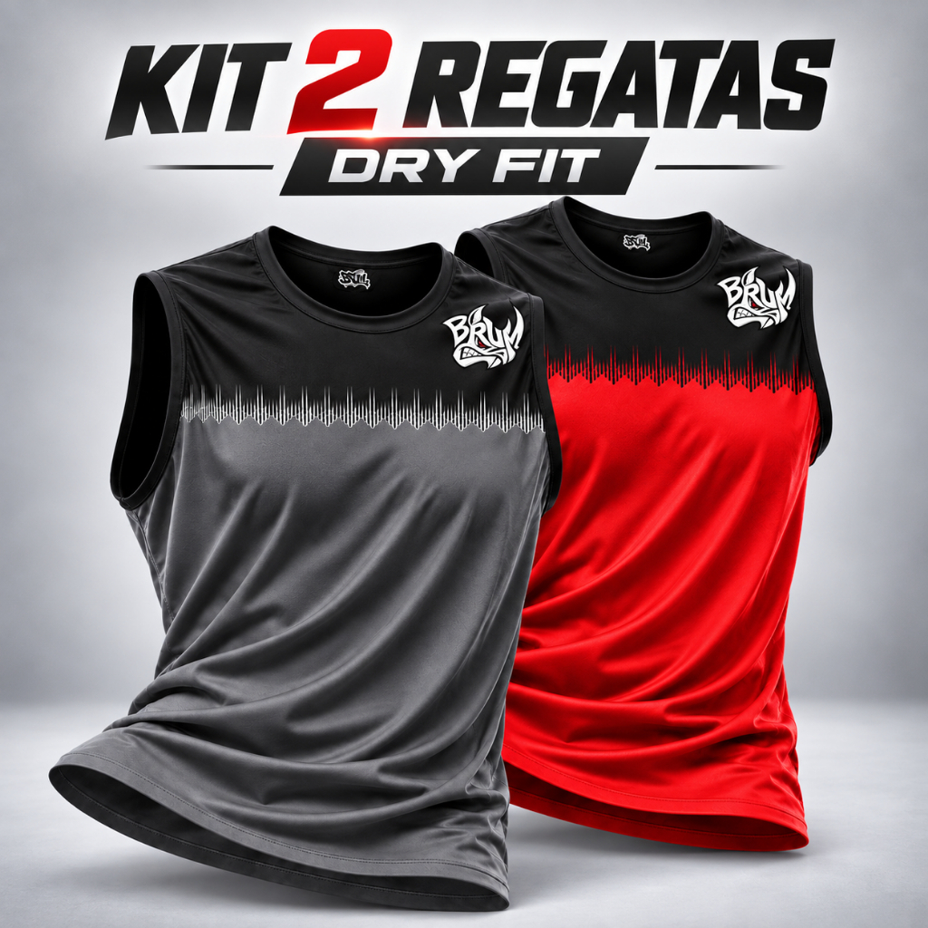 Kit 2 Camisetas Regata Masculina Dry Fit Esportiva Respirável Premium Academia Musculação Treino Caminhada