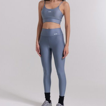 Conjunto Legging Para Academia PowerSlim +Top Alça Digital Graphite Tecnologia Dry 85% Poliéster, 15% Elastano