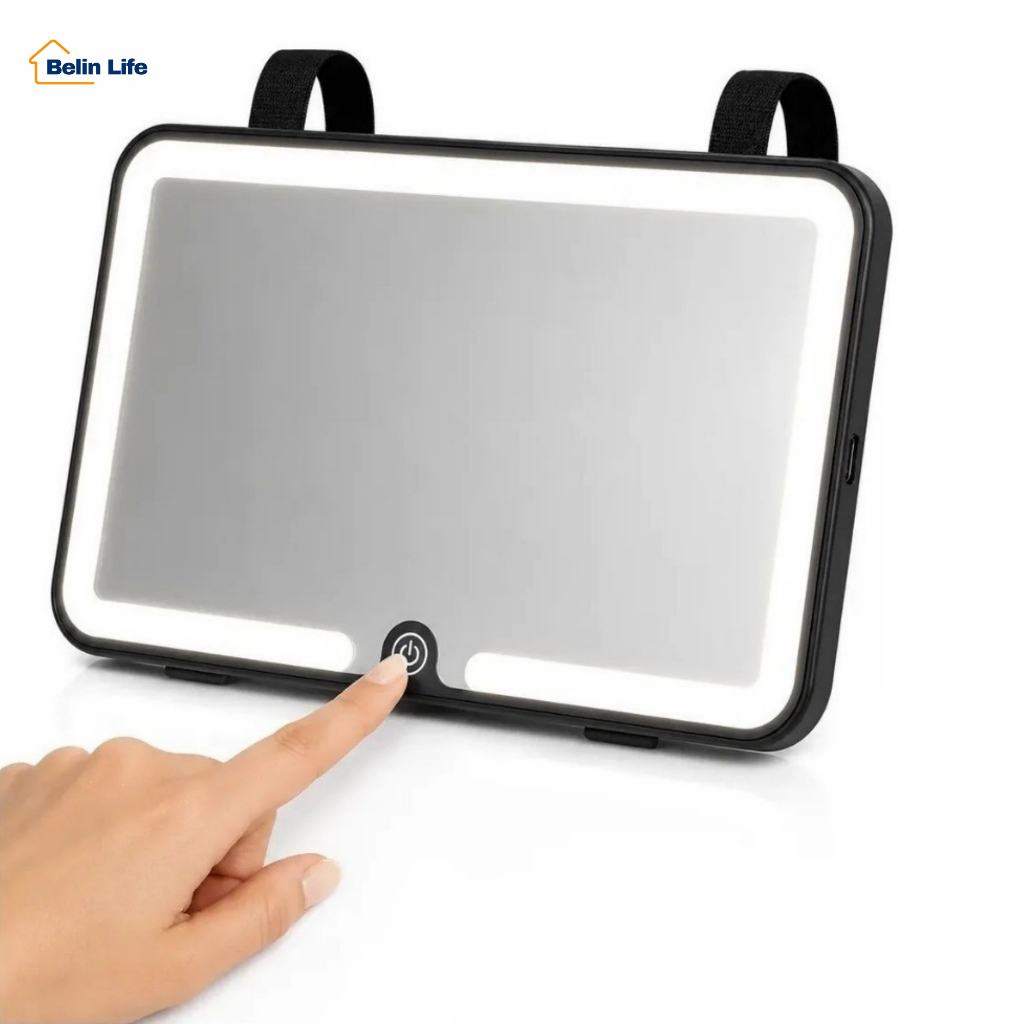 Espelho Iluminado Veicular Oberon OR-PL17 60 LEDs Touch 3 Cores Luz Recarregável