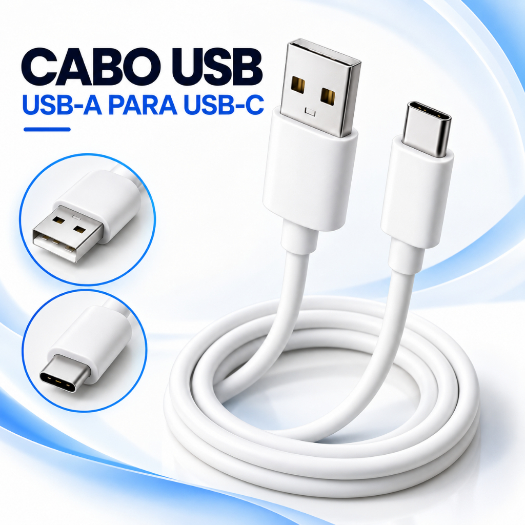 Cabo Carregador Rápido 2.4A USB Tipo C 1m Reforçado Alta Durabilidade