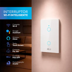 Interruptor Inteligente Touch WiFi 2 Botões Branco Avant Neo