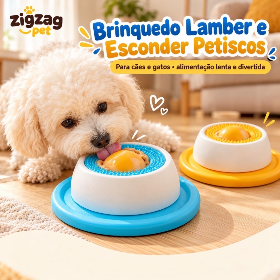 Brinquedo Interativo Pet 3 em 1 Comedouro Lento Lamber e Esconder Petiscos para Cães e Gatos