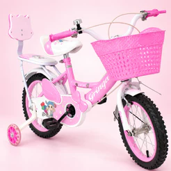 Bicicleta Infantil Menina 4-8 Anos Aro 16 + LED + Freio V-Brake + Assento Boneca + Cestinho + Pneu + Paralama + Sininho