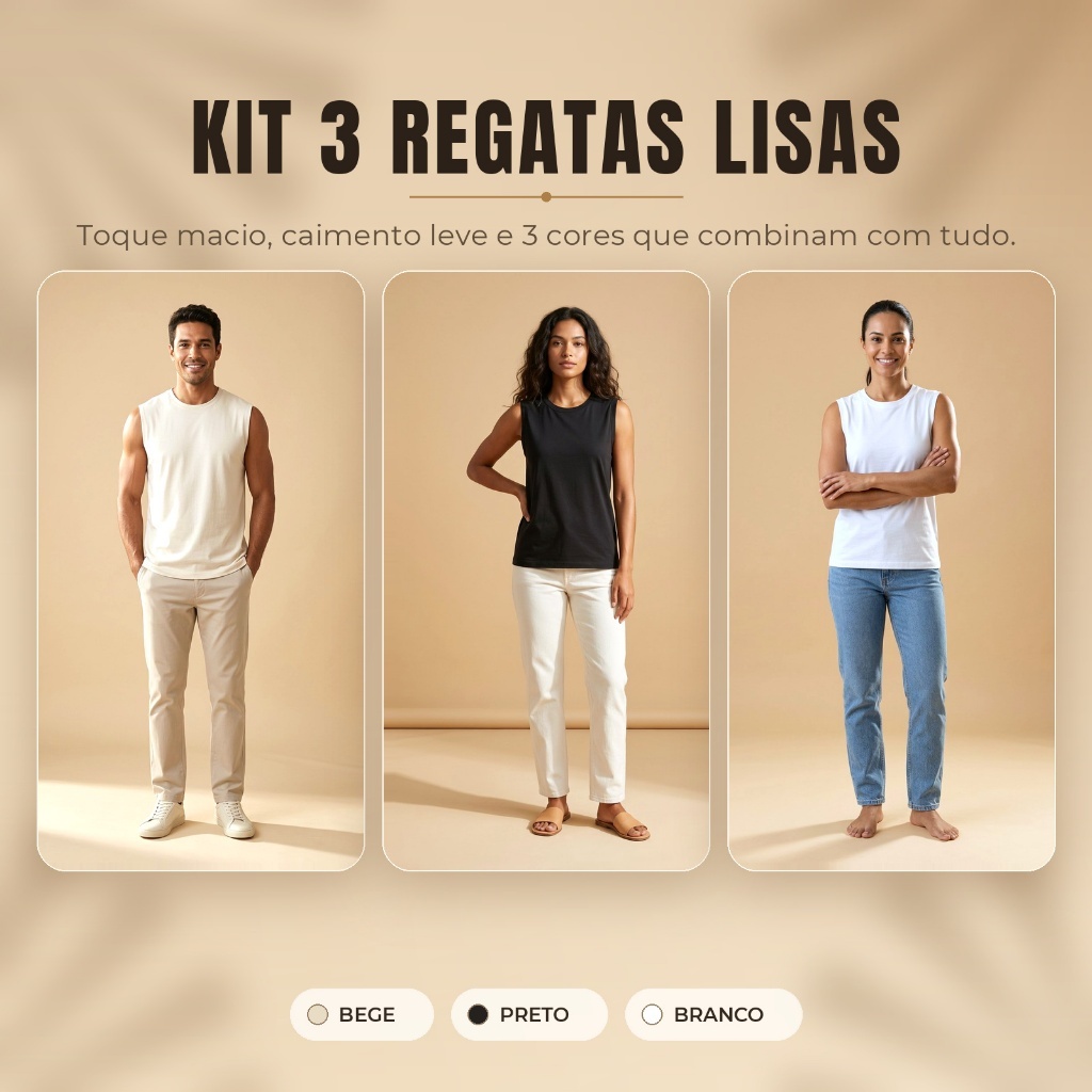 Kit 3 Regatas Masculinas Academia Fitness Treino Regata Lisa Algodão