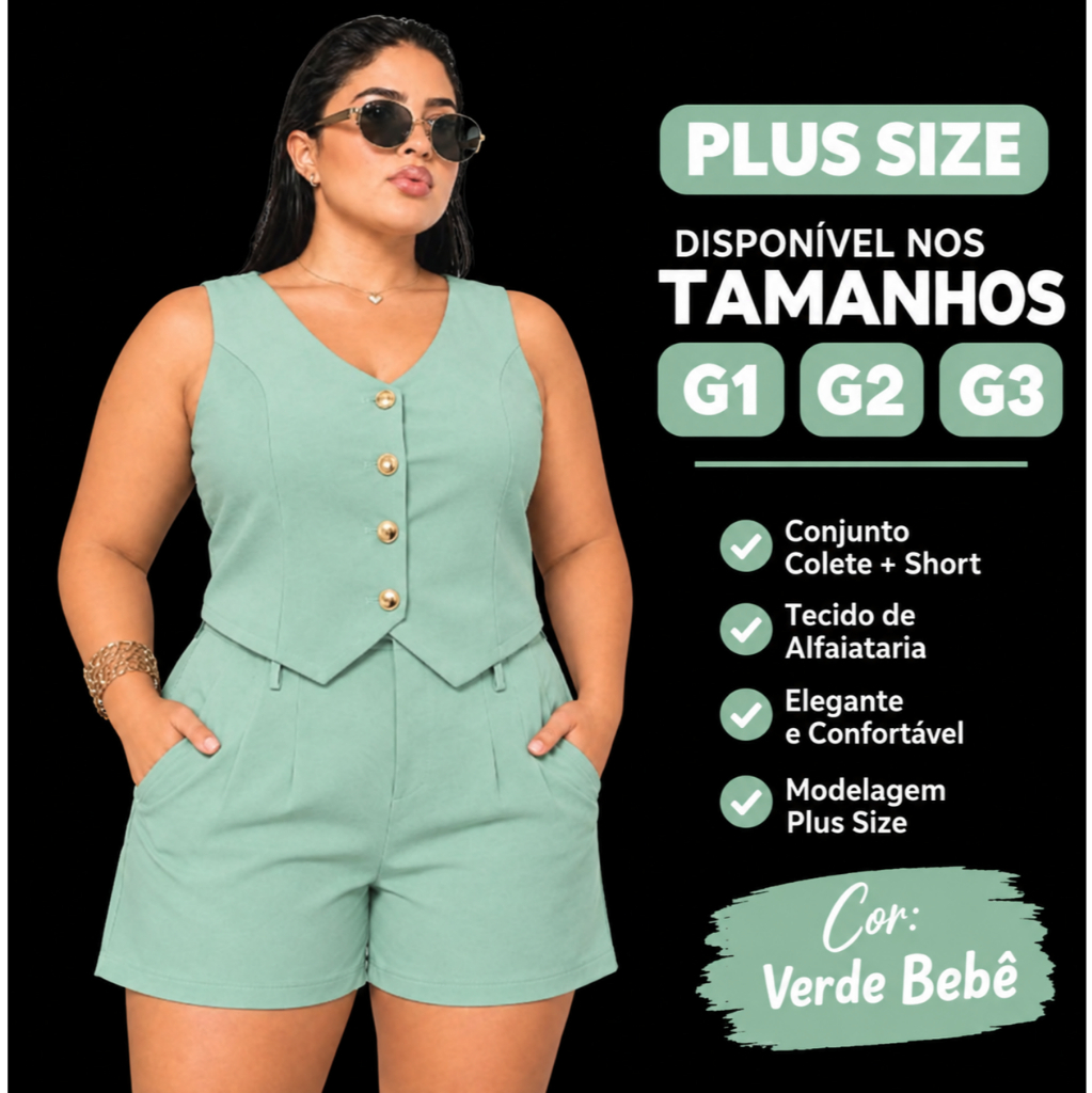 Conjunto Alfaiataria Feminino plus size G1/G2/G3 tecido premium entrega rapida