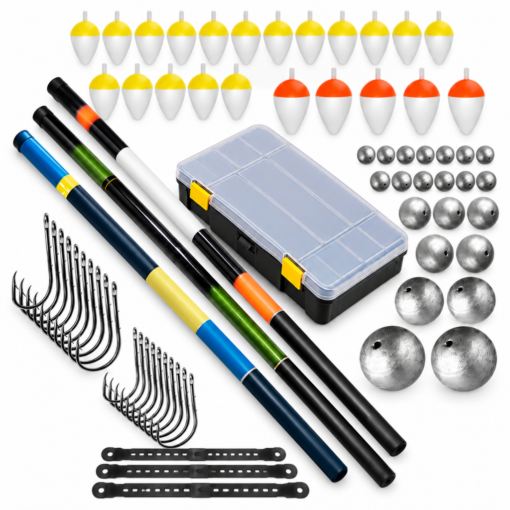 Kit Pesca 3 Varas Telescópica 3,00 Mts Estojo Acessórios boias anzol chumbada polinha kit pesca completo