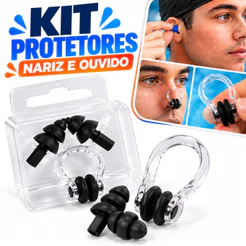 Protetor Nariz e Ouvido - Kit Tampão Nasal Auricular de Silicone Natação Piscina Hidroginastica