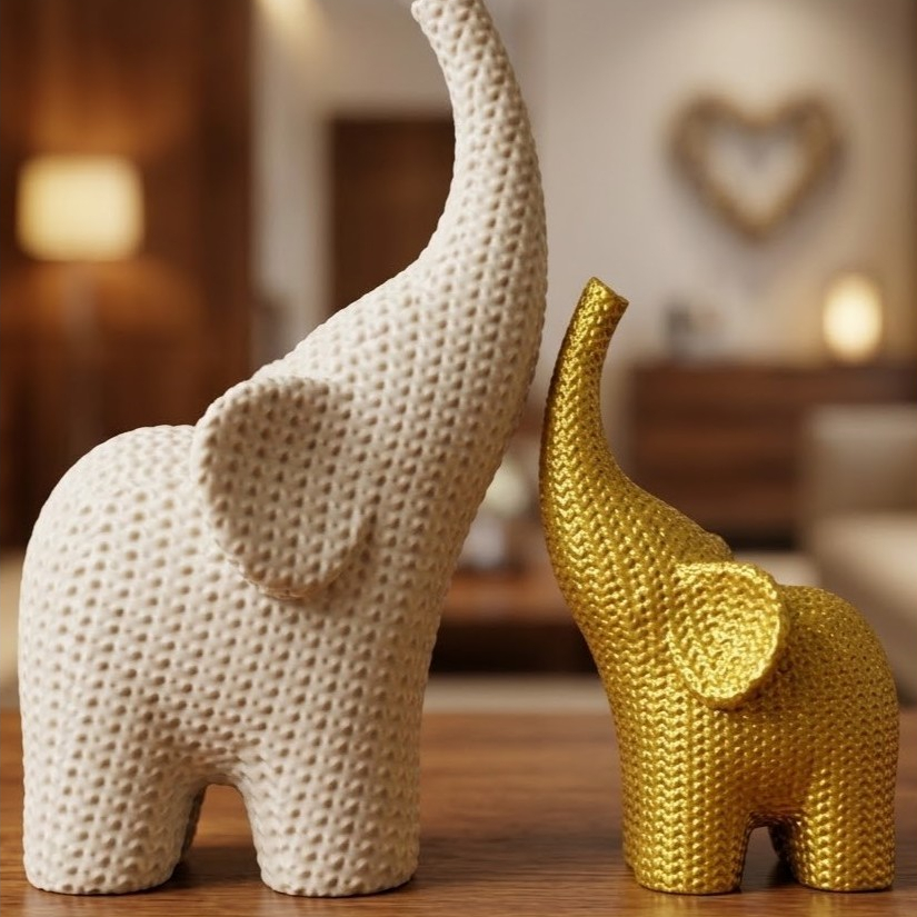 Kit 2 Elefantes da sorte Decorativos Minimalistas Luxo Sala Quarto Mesa Aparador Decoração Moderna