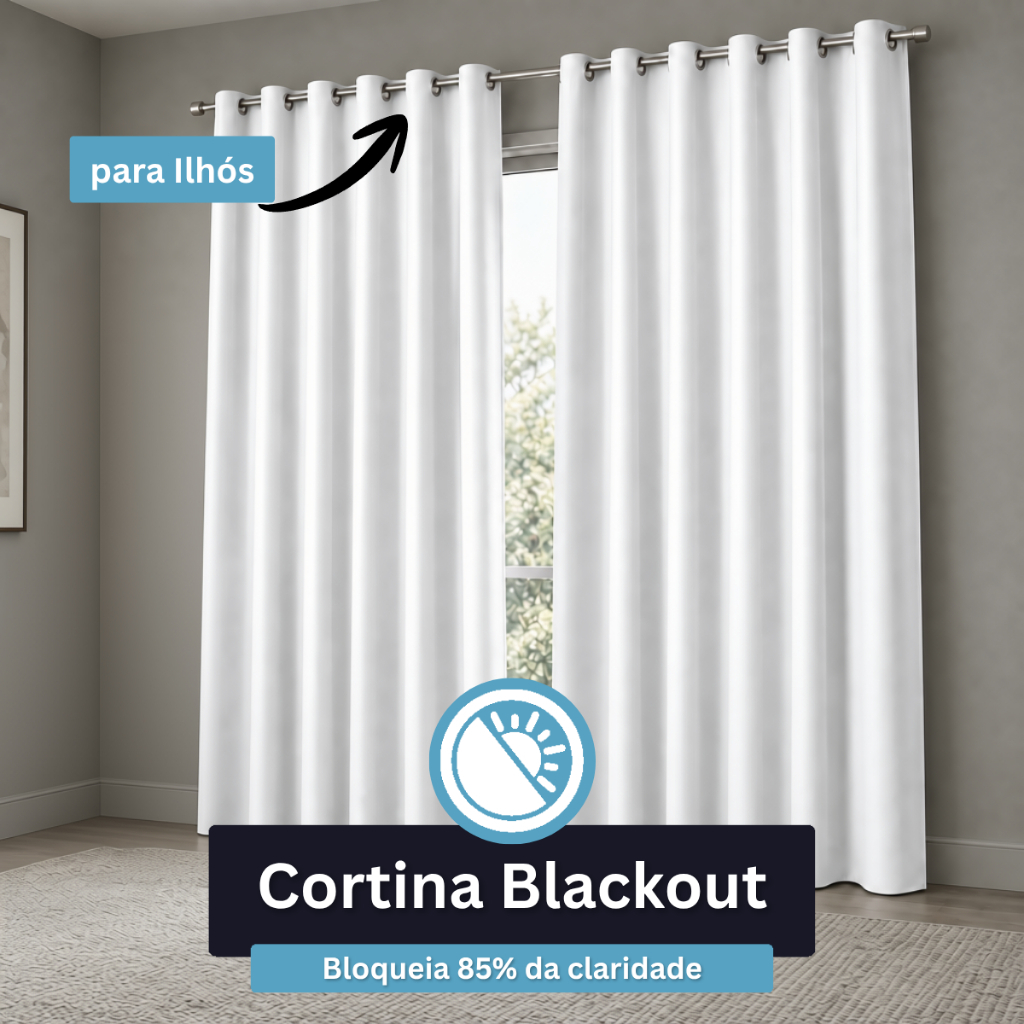 Cortina Blackout Premium 3 Metros Modelo para Varão/Ilhós Corta Luz