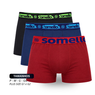 Cueca Boxer Masculina Kit 3 peças Microfibra Forro 100% Algodão Tamanhos P ao G2