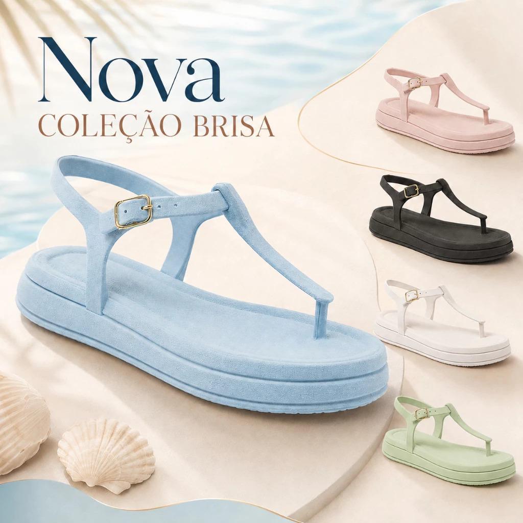 Sandália Feminina Casual com Fivela Ajustável Plataforma Confortável Moda Verão Flat