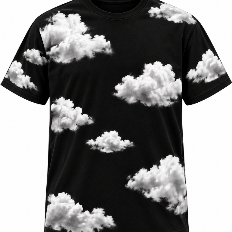 Camiseta Malha 30.1 Preto Cinza Rosa Estampa Relevo Cotton