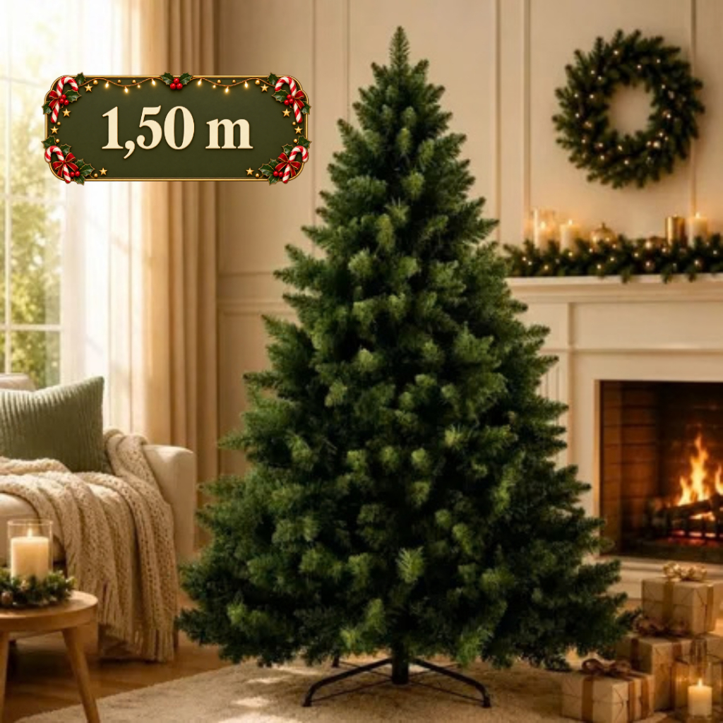 Árvore de Natal Pinheiro 1,5m 450 Galhos Cheia Luxo Verde Dobrável Decoração Natal LARUNO