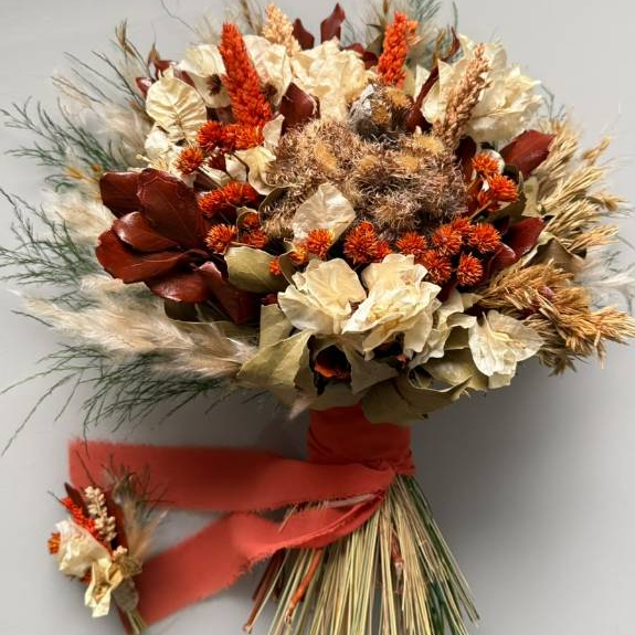 Buquê de noiva flores Secas\Desidratadas descontruido Terracota boho + Lapela + grinalda+ arremesso — imagem 2 de 2