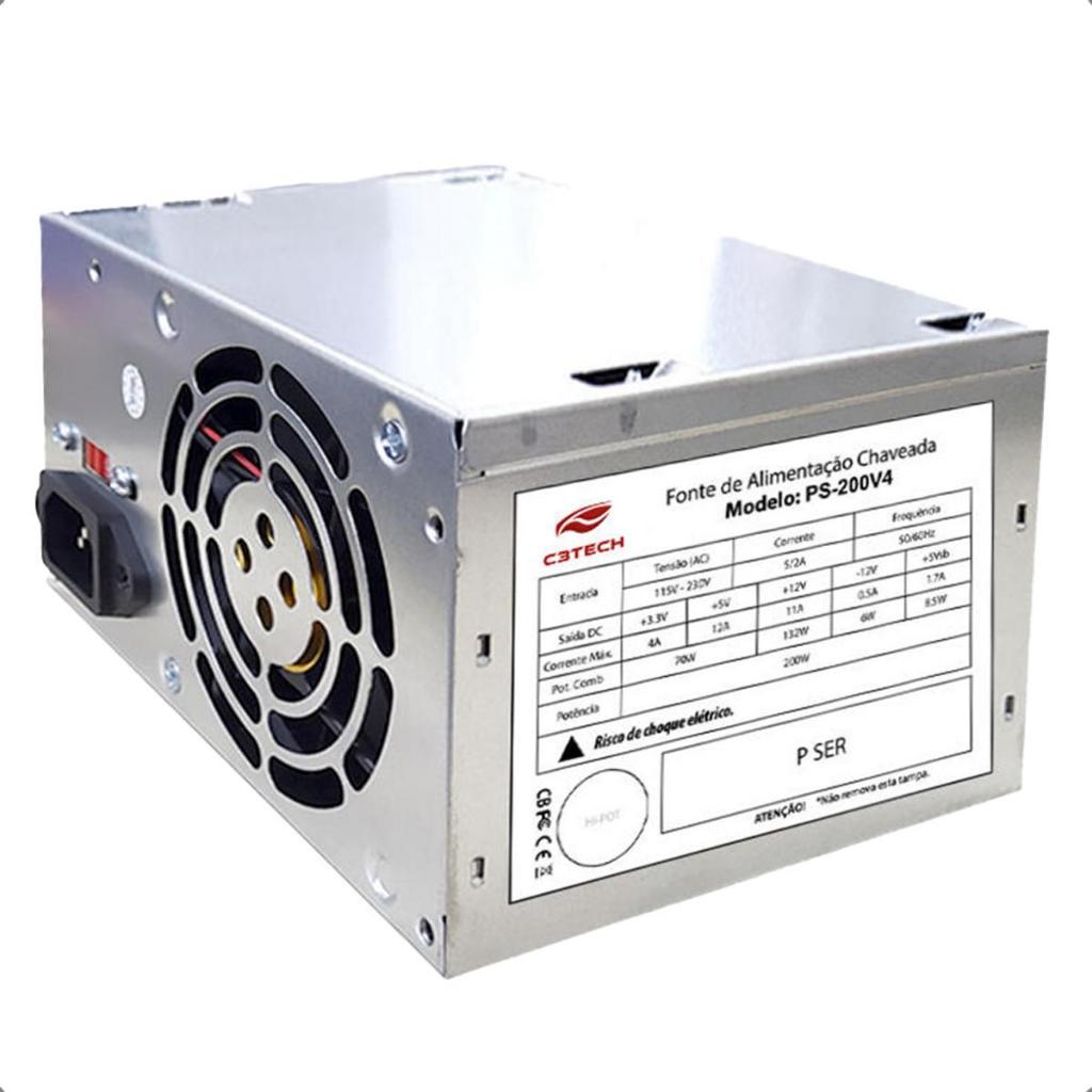 Fonte de Alimentação Chaveada 200W C3Tech sem Cabo de Força PS-200V4