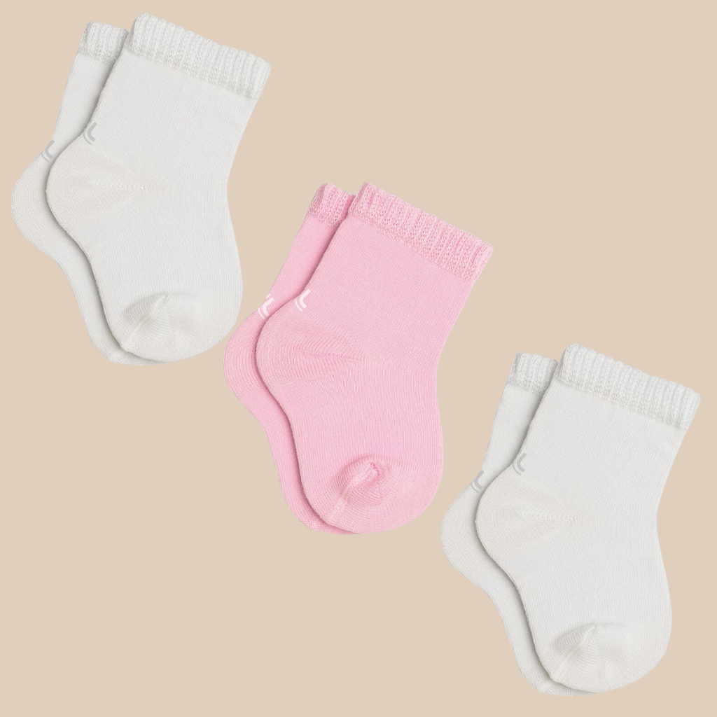 Kit com 3 Pares de Meias Lupo Baby Cano Curto sem Estampa Básica Lisa Kids Infantil em Algodão