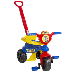 Triciclo Infantil Menino 1 ano - Verde, Azul e Vermelha - Com Pedal, Empurrador e Protetor - Inmetro