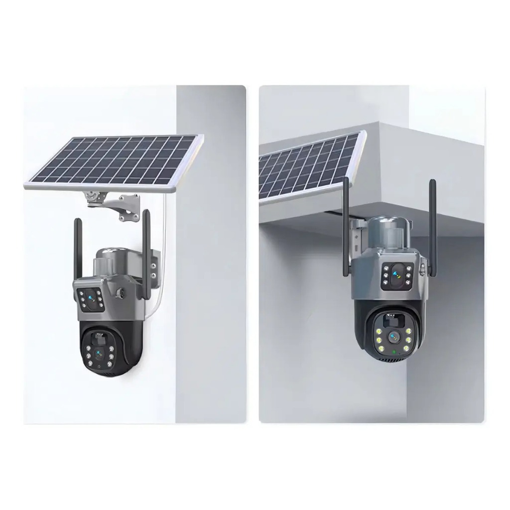 Câmera Segurança Solar 4G Aitek SEG6122S Tripla Lente 2x2MP PTZ Visão Noturna MicroSD 256GB — imagem 2 de 2