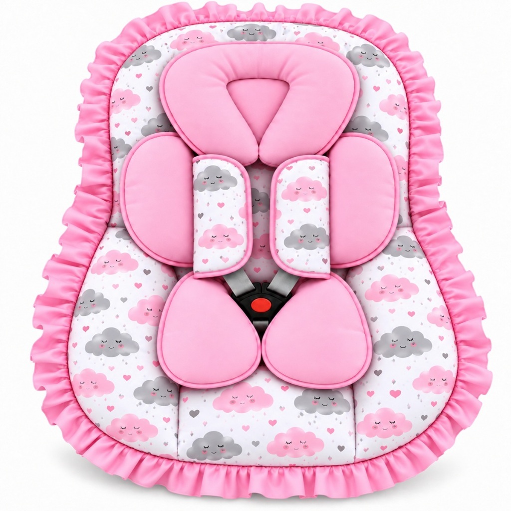 Capa para Bebê Conforto com Redutor Anatômico + apoio de cinto 4 peças