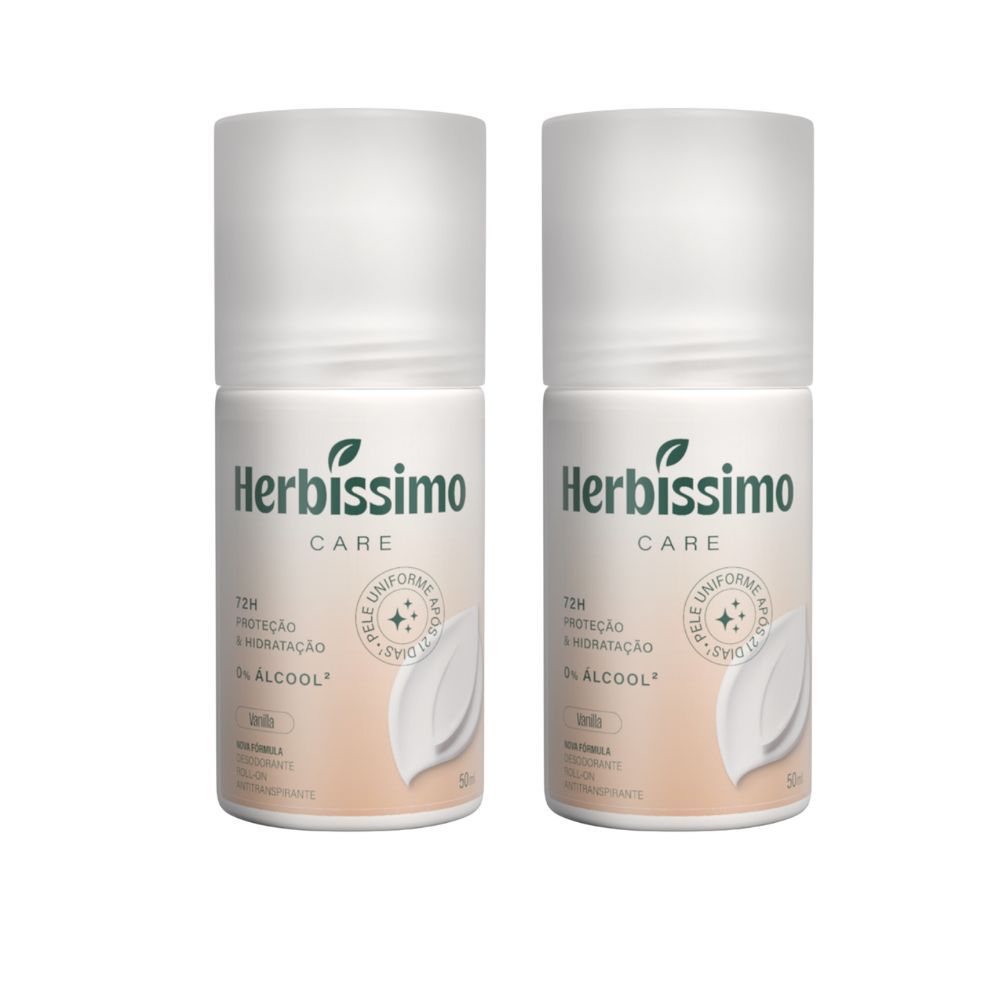 Kit Desodorante Roll-On Antitranspirante Herbíssimo Care Vanilla 50ml (2 unidades)