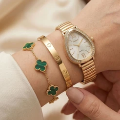 Relógio - Feminino Dourado Pulseira Acessórios Braceletes Femininos Relogio
