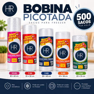 Bobina Picotada Sacos Plásticos 500 Un Para Armazenamento Freezer Mercado Sacola Plástica