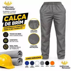 KIT DE 3 CALÇAS DE SARJA BRIM REFORÇADAS USO PROFISSIONAL