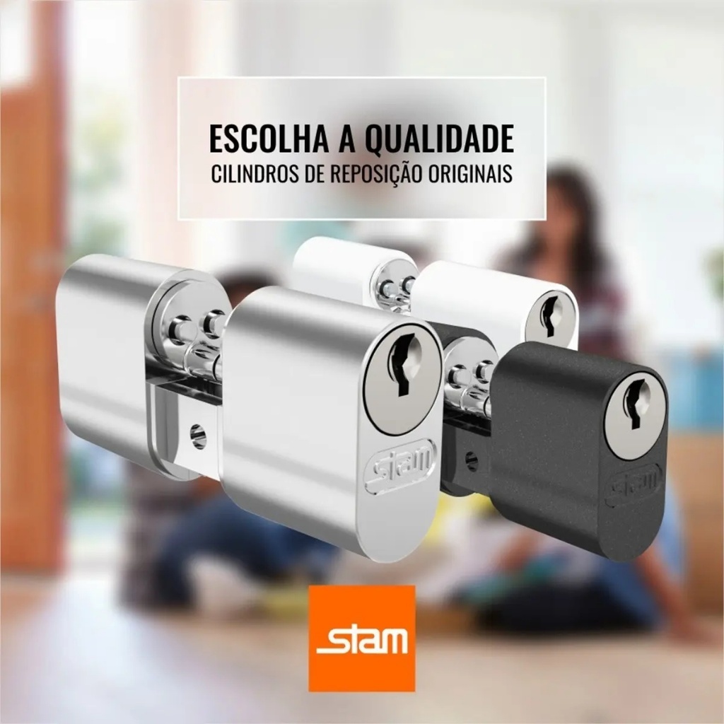 Cilindro Cromado 1501 / 1601 Com Parafuso + 2 Chaves Stam — imagem 2 de 2