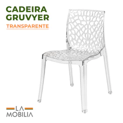 Cadeira Gruvyer Policarbonato Transparente Moderna para Área Gourmet e Sala de Jantar