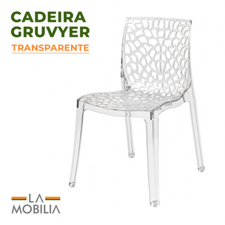 Cadeira Gruvyer Policarbonato Transparente Moderna para Área Gourmet e Sala de Jantar
