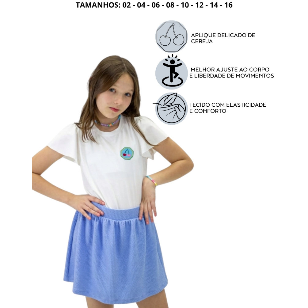 Conjunto Premium com Aplique Cereja Infantil/Juvenil