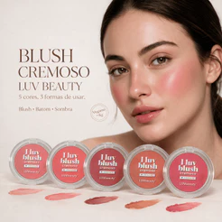 Blush Cremoso Multifuncional Luv Beauty 6g | 5 Cores, Blush Batom e Sombra 3 em 1, Vegano