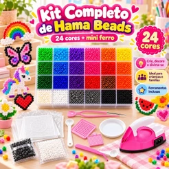 24 Colors 2.6mm Pixel Beads Kit ,14000pcs Perler Beads, Hama Beads DIY Gifts for Kids with Tools