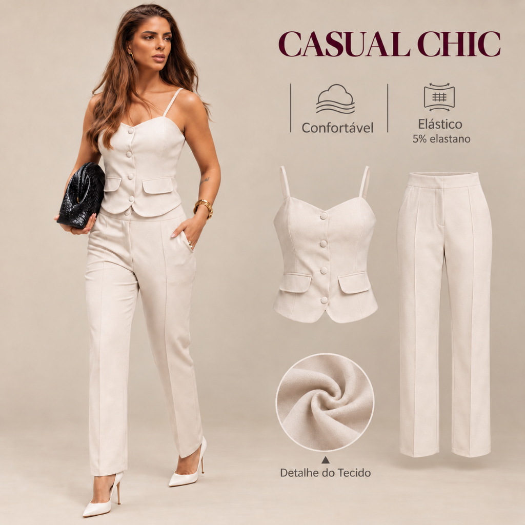 Conjunto Cropped com Calça Skinny