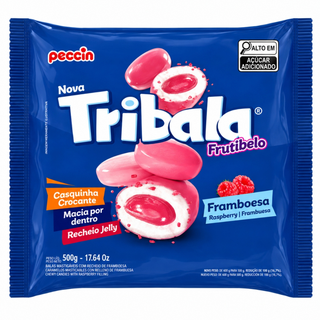 Balas Recheadas Tribala Sabor Framboesa 500g Peccin
