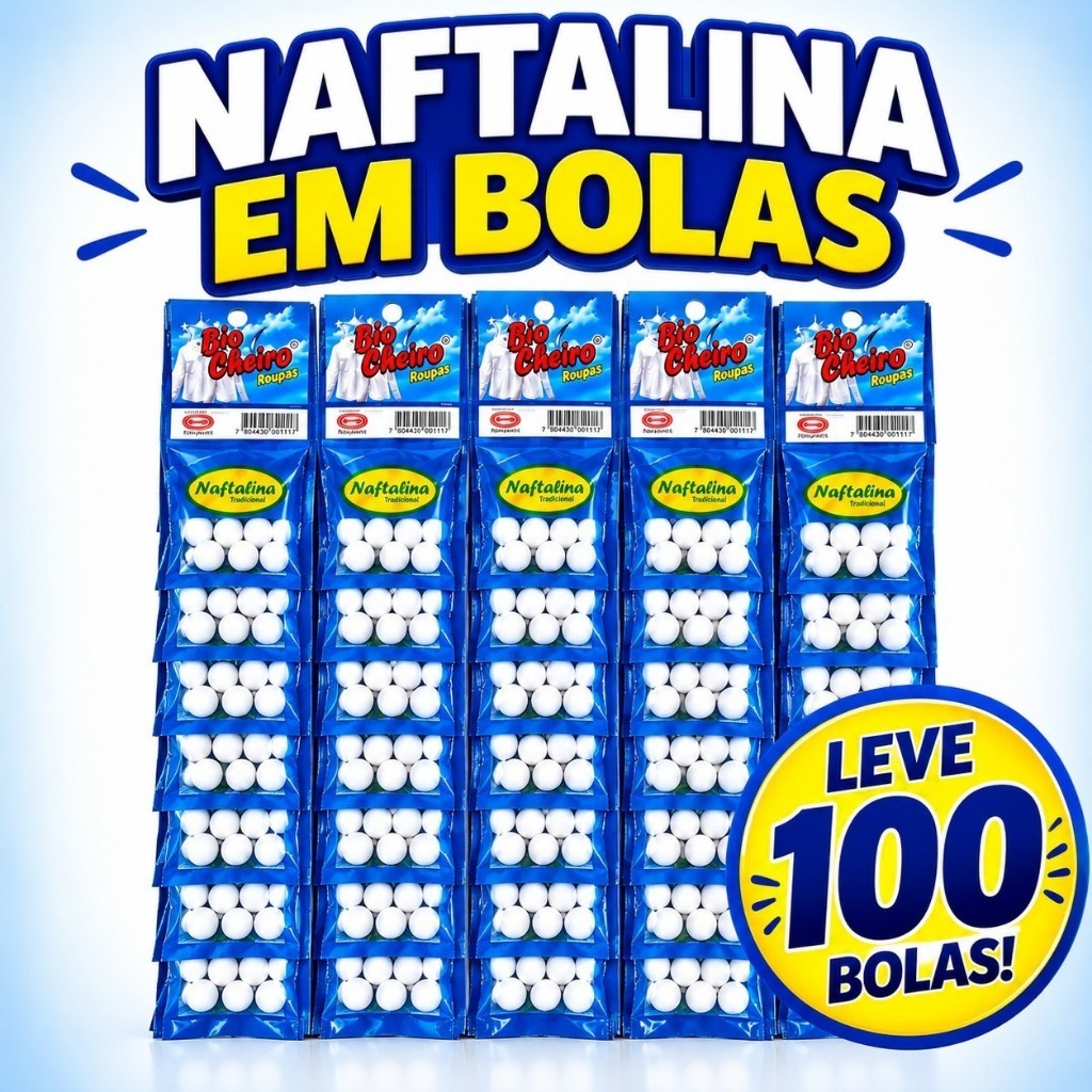 Naftalina Pura Em Bolas Leve 100 Bolas Graúdo Em Pedra Cheirosa Anti Barata Insetos traça Nps