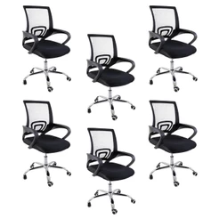 Kit 6 Cadeiras de Escritório Begônia Ergonômica Tela Mesh Apoio Lombar Ajuste de Altura Giratória 120kg