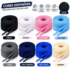Kit 2 Pares Cadarços Premium Para Tênis Botas Calçados Corrida-1,20 cm + 1cm Largura
